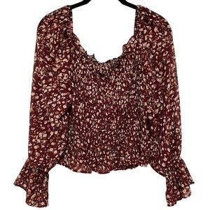 She + Sky Women’s Maroon Stretch Off The Shoulder Top Size Large